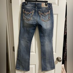 Miss Me Blue Boot Cut Jeans with Embellished Pockets